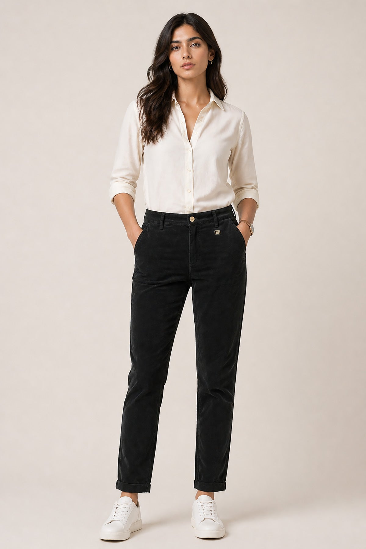Women's Velvet Minicord Pant - Black