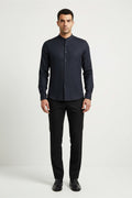 Men's Casual Shirt (Italian Collar) - Navy