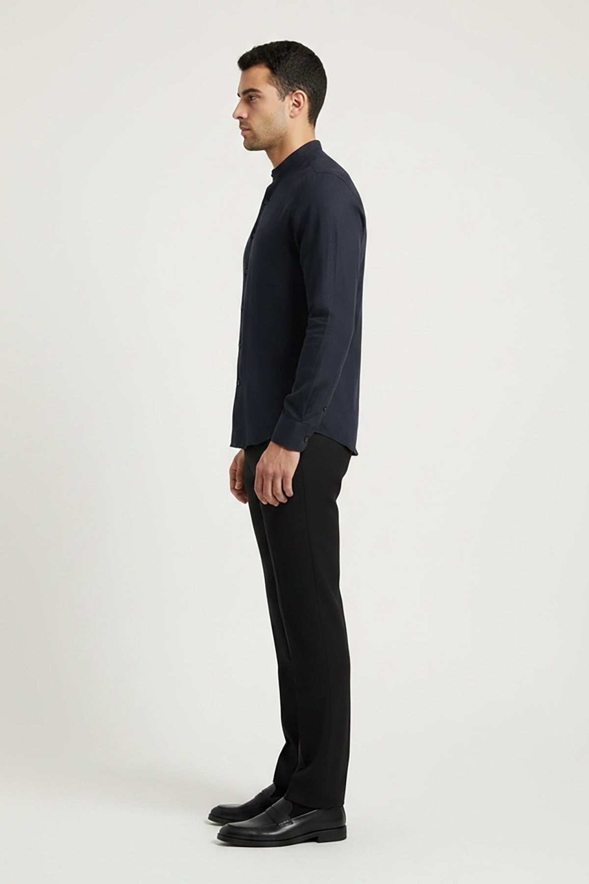 Men's Casual Shirt (Italian Collar) - Navy
