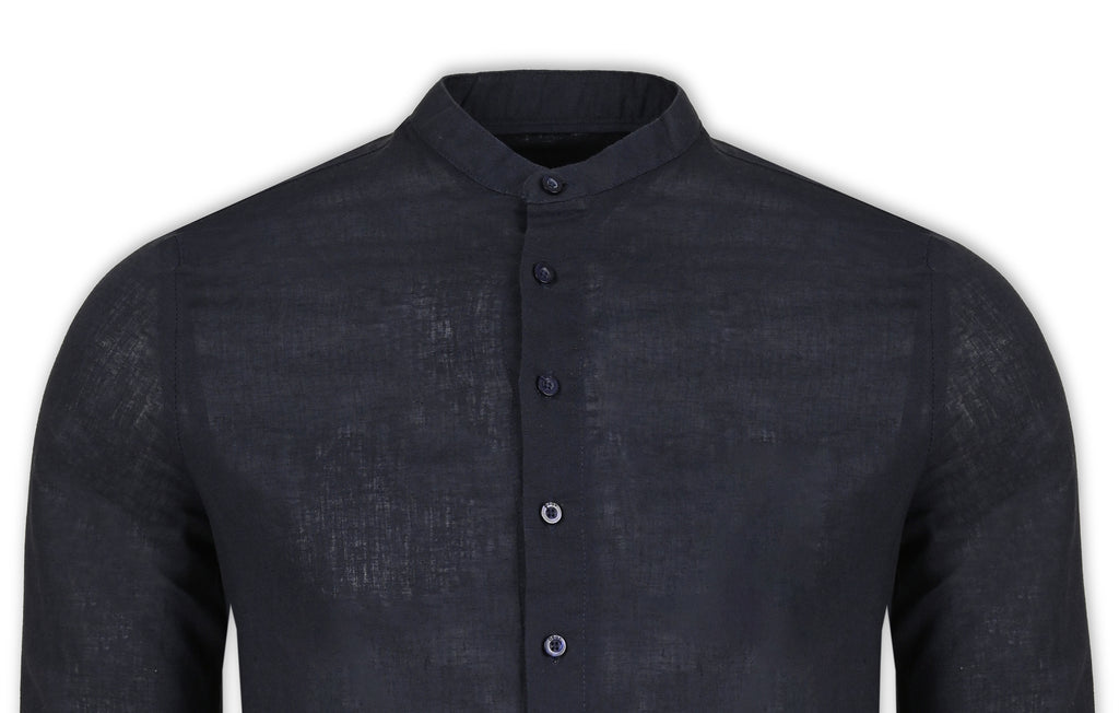 Men's Casual Shirt (Italian Collar) - Navy