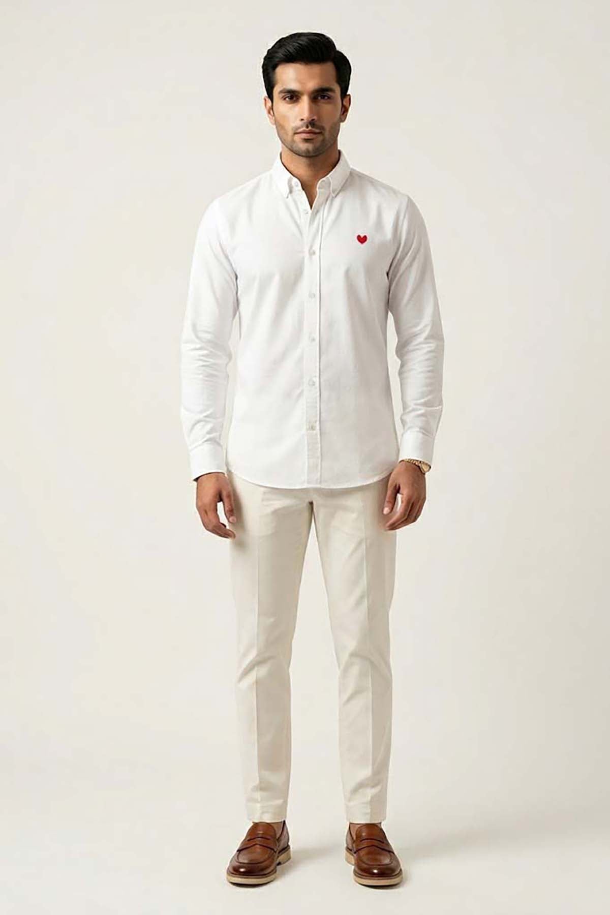 Men's Casual Shirt - White (Embroidery)
