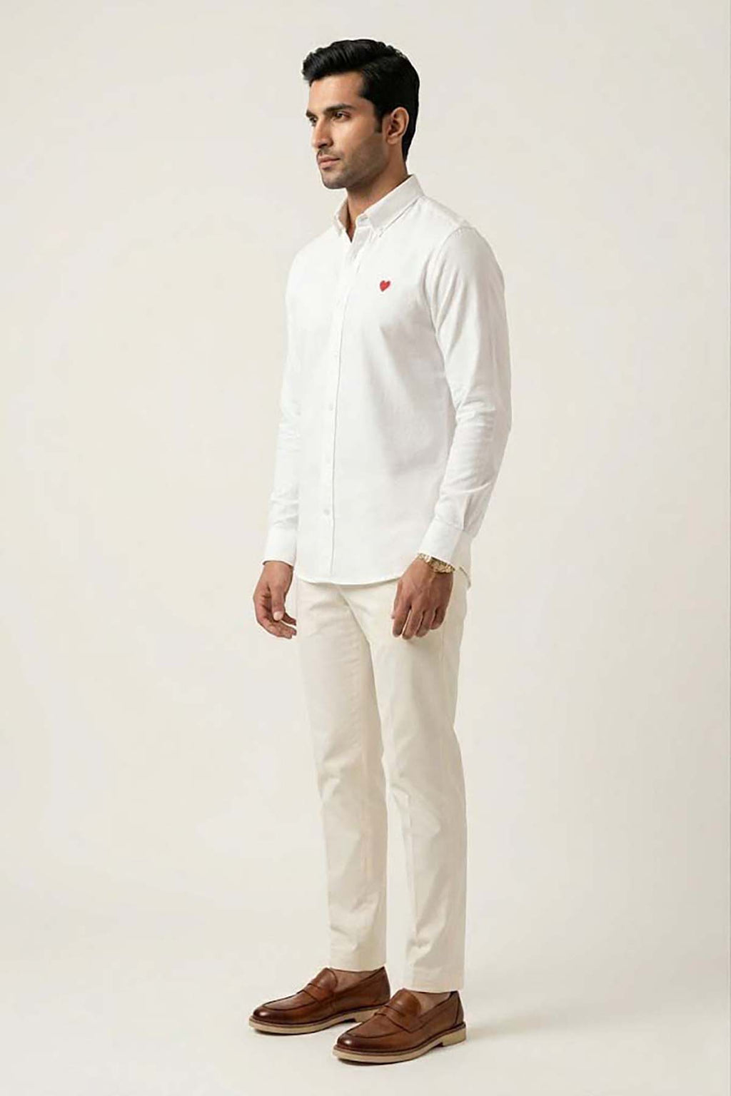 Men's Casual Shirt - White (Embroidery)