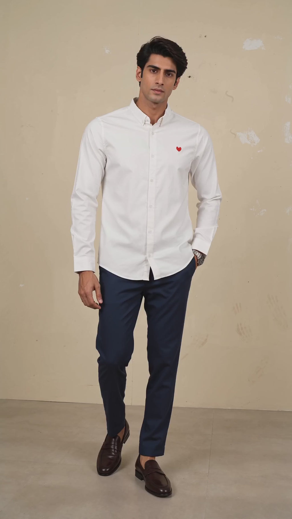 Men's Casual Shirt - White (Embroidery)